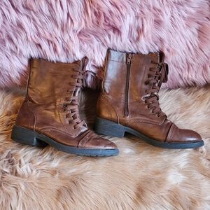 Arizona Jean Womens AZ Judson Lace Up Zip Brown Boots Size 10M